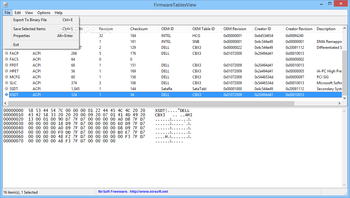 FirmwareTablesView screenshot 2