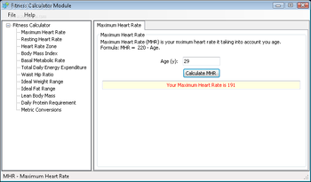 Fitness Calculator Module screenshot