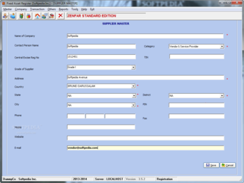 Fixed Asset Register screenshot