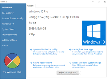 FixWin for Windows 10 screenshot
