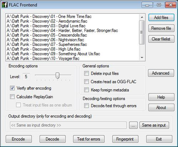 FLAC Frontend Portable screenshot 2