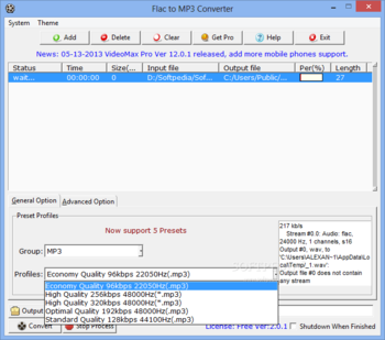 Flac to MP3 Converter screenshot