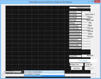 Flash Memory Size and Error Tester screenshot