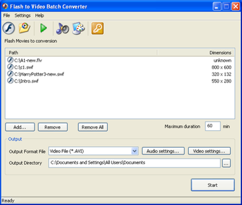 Flash to Video Batch Converter screenshot