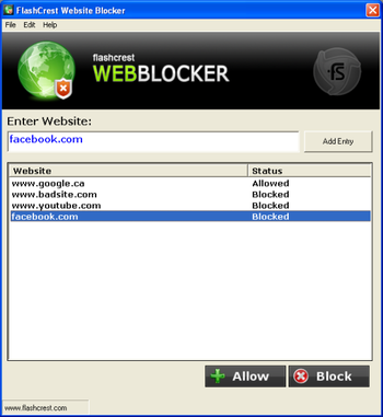 FlashCrest Web Blocker screenshot