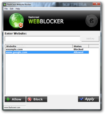 FlashCrest Website Blocker screenshot
