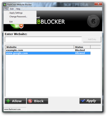 FlashCrest Website Blocker screenshot 2
