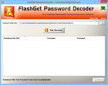 FlashGet Password Decoder screenshot