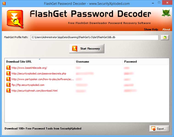 FlashGet Password Decoder screenshot 2