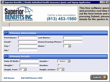 Florida Health Insurance Quote screenshot