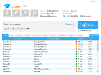 FlyVPN screenshot