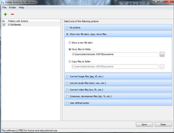 Folder Actions for Windows screenshot