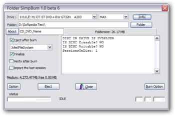 Folder SimpBurn screenshot
