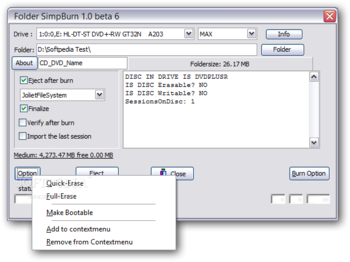 Folder SimpBurn screenshot 2