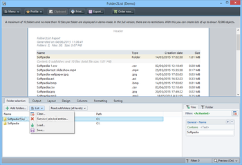 Folder2List screenshot