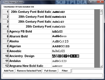 Font Manager Software screenshot