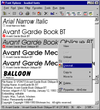 Font Xplorer screenshot