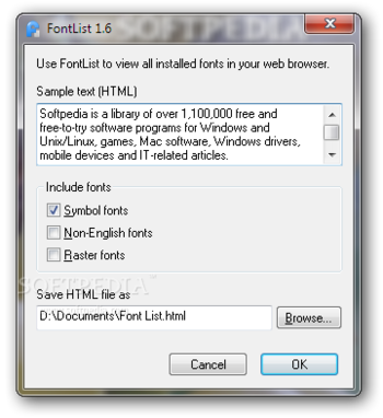 FontList screenshot