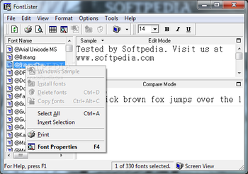 FontLister screenshot 2