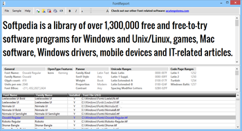 FontReport screenshot