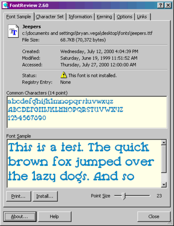 FontReview screenshot 2