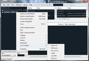 foo lyricsgrabber screenshot