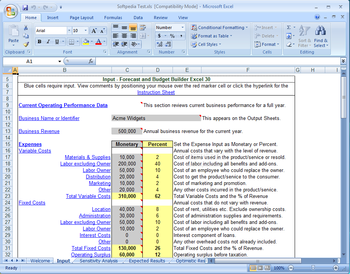 Forecast and Budget Builder Excel screenshot