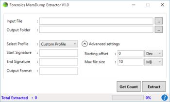 Forensics MemDump Extractor screenshot