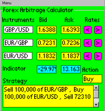 Forex Arbitrage Calculator for Palm screenshot