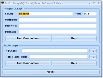 FoxPro PostgreSQL Import, Export & Convert Software screenshot