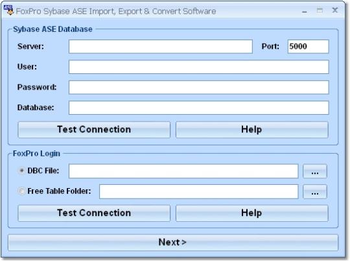 FoxPro Sybase ASE Import, Export & Convert Software screenshot