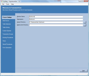 FrameworkGen screenshot