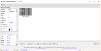 Free 1D Barcode Generator screenshot