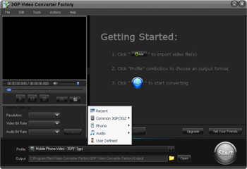 Free 3GP Video Converter Factory screenshot