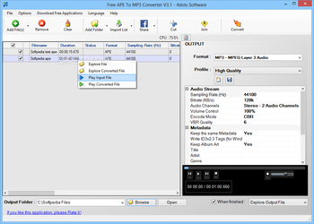 Free APE To MP3 Converter screenshot