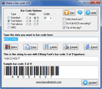 Free Bar Code 3 of 9 screenshot