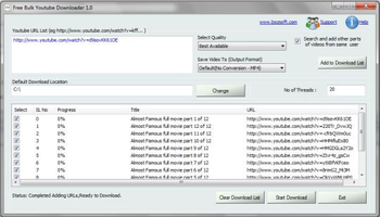 Free Bulk Youtube Downloader screenshot
