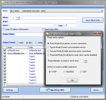 Free CD to WAV MP3 WMA AMR AC3 AAC Ripper screenshot 3