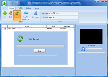 Free Convert DIVX AVI to MOV MPEG WMV screenshot