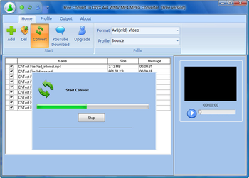 Free Convert to DIVX AVI WMV MP4 MPEG screenshot