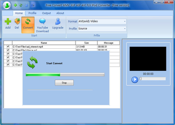 Free Convert WMV 3GP ASF AVI FLV iPod screenshot