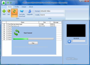 Free Convert WMV MOV MPEG to AVI DIVX screenshot 2