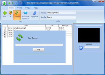 Free Convert XVID AVI WMV MPEG FLV MP4 screenshot