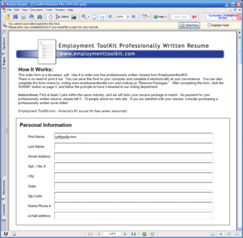 Free Employment ToolKit Resume Templates screenshot