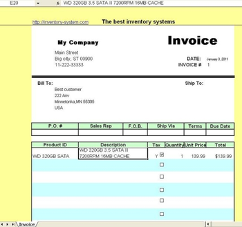 Free Excel Invoice Template screenshot