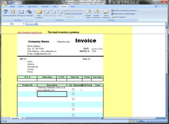 Free Excel Invoice template screenshot