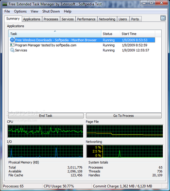 Free Extended Task Manager screenshot