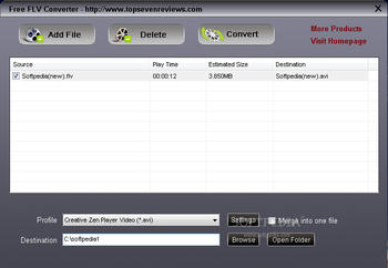 Free FLV to AVI Converter screenshot