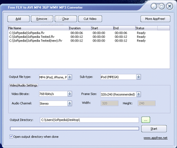 Free FLV to AVI MP4 WMV MP3 Converter screenshot