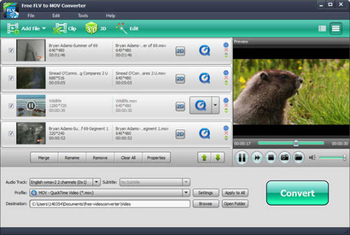 Free FLV to MOV Converter screenshot